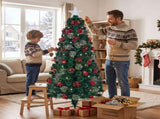 6FT Green Warm White Fiber Optic Christmas Tree with 230 Tips, Star, Pine Cone & Red Berry 35261945