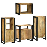 Bathroom Furniture Set with Shelf 4 pcs Brown Soild Mango Wood 3305680