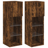2 Piece TV Cabinet Set with LED Lights Smoked Oak 30,5x30x90 cm 837010