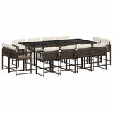 13 Piece Garden Dining Set with Cushions Brown Poly Rattan 3211581