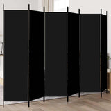 6-Panel Room Divider Black 300x200 cm Fabric 350193