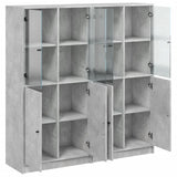 Bookcase with Doors Concrete Grey 136x37x142 cm Engineered Wood 3206527