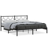 Metal Bed Frame without Mattress with Headboard Black 180x200cm 376230