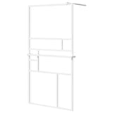 ZNTS Walk-in Shower Wall with Shelf White 115x195 cm ESG Glass&Aluminium 3185510