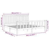 Bed Frame without Mattress Grey 200x200 cm Solid Wood Pine 3188228
