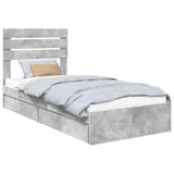 Storage Bed Concrete Grey 70 x 190 cm Engineered Wood 3411606