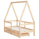 Kids Bed Frame with Drawers 70x140 cm Solid Wood Pine 834471