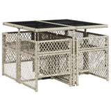 5 Piece Garden Dining Set with Cushions Light Grey Poly Rattan 3210719