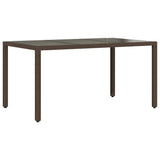 Garden Table with Glass Top Brown 150x90x75 cm Poly Rattan 365534