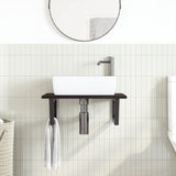 Basin Shelf Wall Mounted Steel and Solid Wood Oak 3302619
