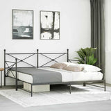 ZNTS Daybed with Trundle without Mattress Black 100x200 cm Steel 4104677