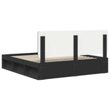 Bed Frame with Headboard Black 200 x 200 cm Solid Pine Wood 3412444