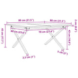 Coffee Table X-Frame 80x80x45 cm Solid Wood Pine and Steel 3282685
