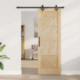 Sliding Door Set Manual Natural and black 73.5 x 211 cm 3333608