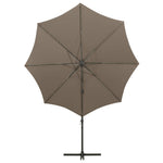 ZNTS Cantilever Garden Parasol with Pole and LED Lights Taupe 300 cm 312339