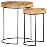 ZNTS 2 Piece Coffee Table Set Solid Mango Wood and Steel 321705