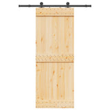Sliding Door with Hardware Set 80x210 cm Solid Wood Pine 3332665