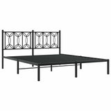 Metal Bed Frame without Mattress with Headboard Black 160x200cm 376131