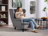 Modern Accent Chair, Upholstered Wingback Armchair with High Backrest and Pillow, Velvet-Feel Fabric T3398P377888