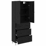 Highboard with Drawer 2 pcs Black Oak Engineered Wood and Glass 3416232