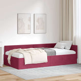 Corner Bed Frame with Headboard Wine Red 100 cm x 200 cm Velvet 42016095