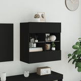 TV Wall Cabinet with LED Lights Black 58.5x30x60.5 cm 837093