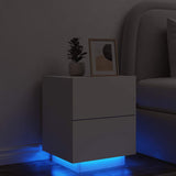 Bedside Cabinet with LED Lights White Engineered Wood 836735