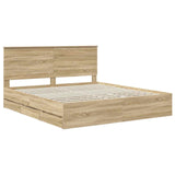 Bed Frame with Drawer Sonoma Oak 180 x 200 cm Engineer Wood 3411091