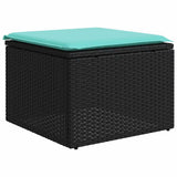 2 Piece Garden Sofa Set with Cushions Black Poly Rattan Acacia 3328680