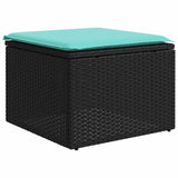 2 Piece Garden Sofa Set with Cushions Black Poly Rattan Acacia 3328660