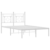 Metal Bed Frame without Mattress with Headboard White 120x190cm 374385