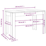 Dining Table Old Wood 120x60x76 cm Engineered Wood 855902