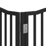 Dog Gate with Door Foldable 12 Panels Black 960 cm Poplar Wood 3155628
