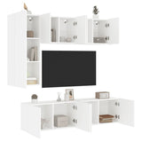 5 Piece TV Wall Units White Engineered Wood 3216464