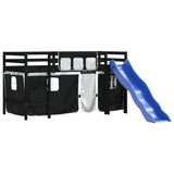 Kids' Loft Bed with Curtains without Mattress White&Black 80x200cm 3207015