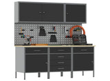 Work Cabinet 8 pcs Black and Grey Engineered Wood and Steel 3321440