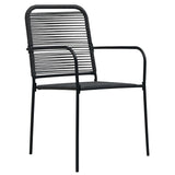 Dining Set Black Cotton rope, powder-coated steel, tempered glass 3058278