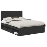 Bed Frame with Headboard Black 160 x 200 cm Solid Pine Wood 3412462