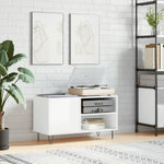 ZNTS Record Cabinet High Gloss White 85x38x48 cm Engineered Wood 831702