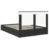Storage Bed with Headboard Black 135 x 190 cm Engineered Wood 3411216