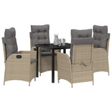 Garden Dining Set with Cushion 5 pcs Beige Poly Rattan 3380513
