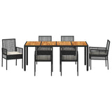 Garden Dining Set 7 pcs Black Poly rattan 3334905