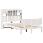 ZNTS Bookcase Bed without Mattress White 120x190 cm Small Double Solid Wood Pine 3322681
