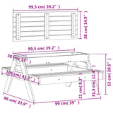 Picnic Table with Sandpit for Kids White Solid Wood Pine 832593
