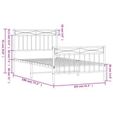 Metal Bed Frame without Mattress with Footboard Black 100x190cm 373703