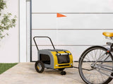 Pet Bike Trailer Yellow and Grey 54.5 x 120 x 161 cm 93847