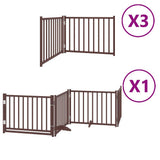 Dog Gate with Door Foldable 10 Panels Brown 800 cm Poplar Wood 3155747