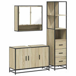 ZNTS 3 Piece Bathroom Furniture Set Sonoma Oak Engineered Wood 3301161