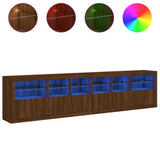 Sideboard with LED Lights Brown Oak 283x37x67 cm 3209022