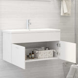 Sink Cabinet with Built-in Basin White Engineered Wood 3071288